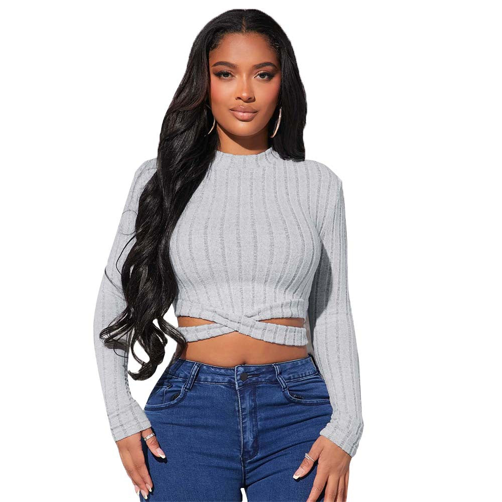 Women's Fashion Minimalist Style T-shirt Autumn And Winter Short Crop Top