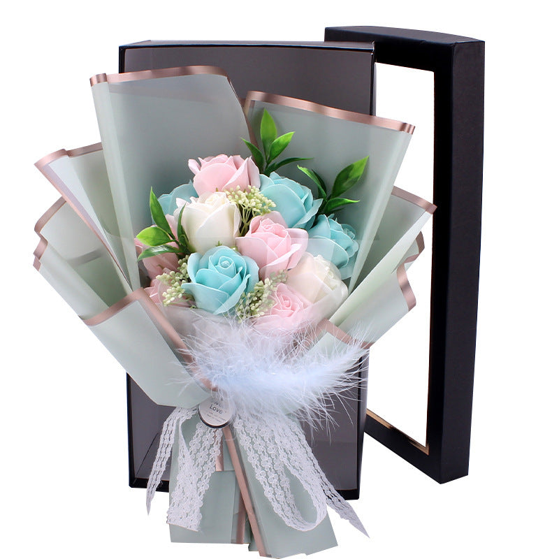 Artificial Soap Rose Bouquet  Flower Gift Box