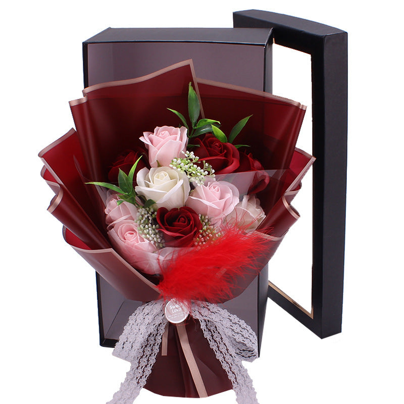 Artificial Soap Rose Bouquet  Flower Gift Box