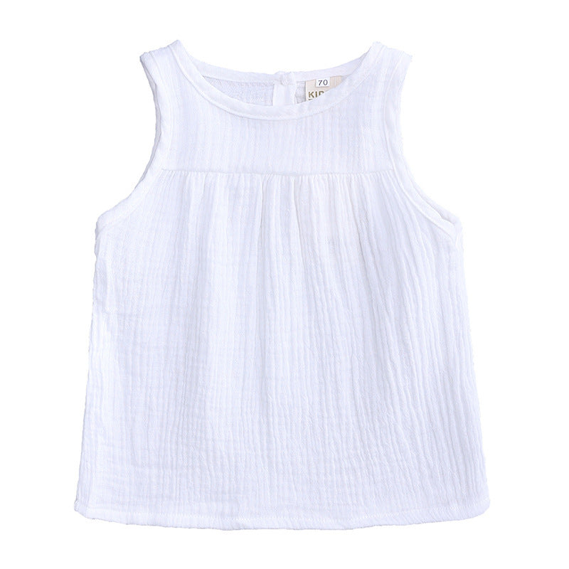 Children's Dlothing Europe And the United States All-match Cotton And Linen Vest Top T-shirt Sleeveless Pullover