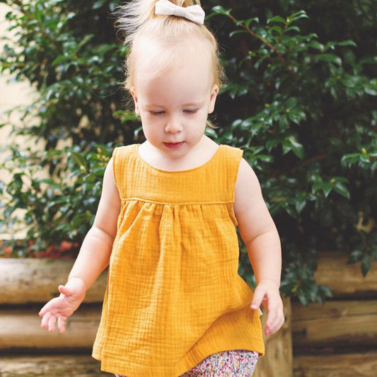 Children's Dlothing Europe And the United States All-match Cotton And Linen Vest Top T-shirt Sleeveless Pullover