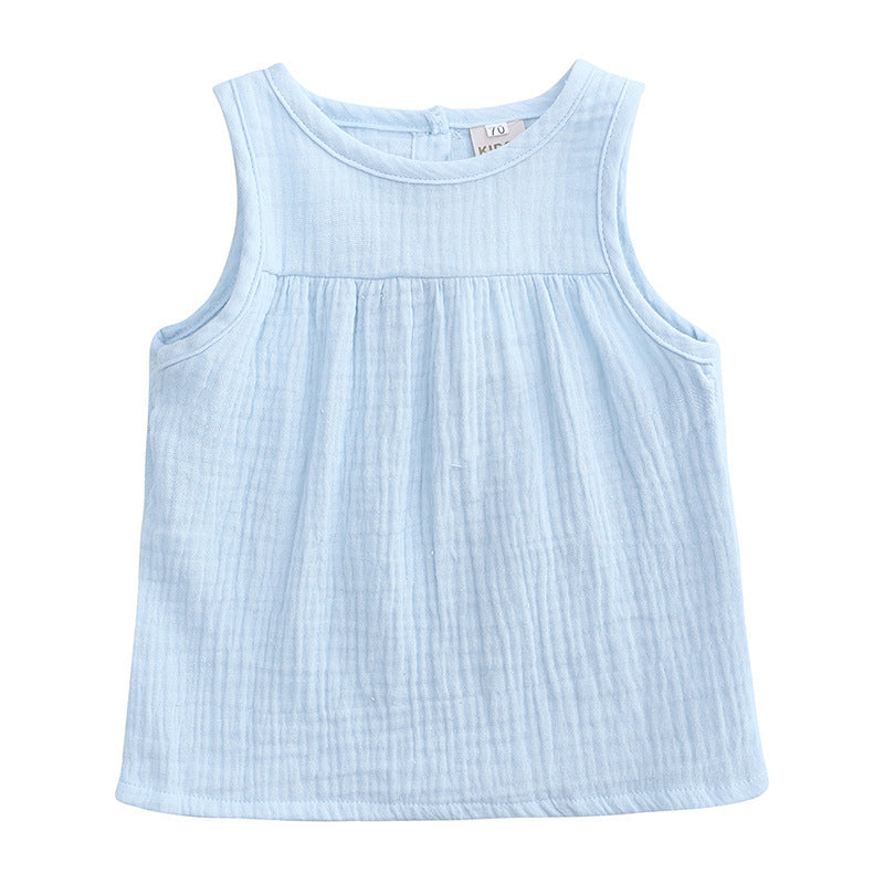 Children's Dlothing Europe And the United States All-match Cotton And Linen Vest Top T-shirt Sleeveless Pullover