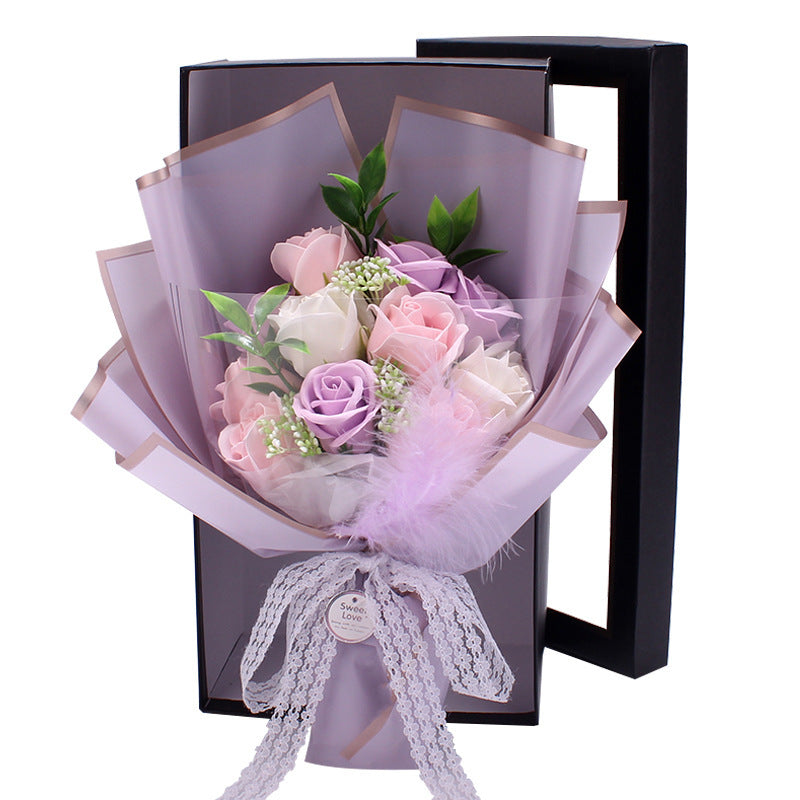 Artificial Soap Rose Bouquet  Flower Gift Box