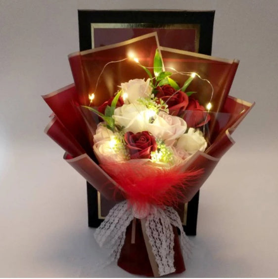 Artificial Soap Rose Bouquet  Flower Gift Box