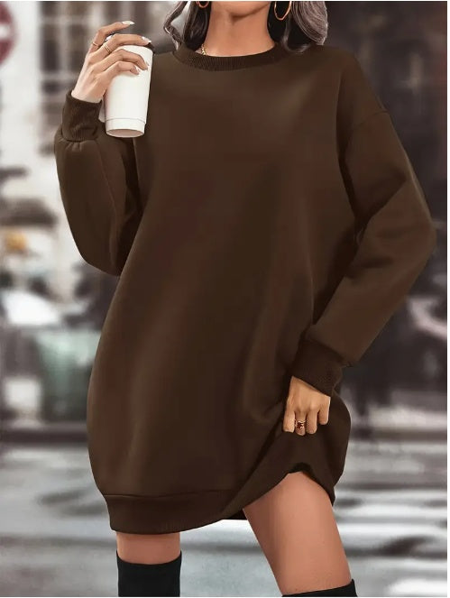 A Plain-colored Knee-length Dress For Ladies