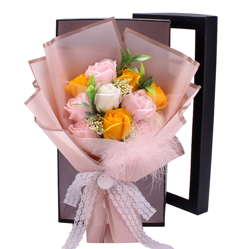 Artificial Soap Rose Bouquet  Flower Gift Box