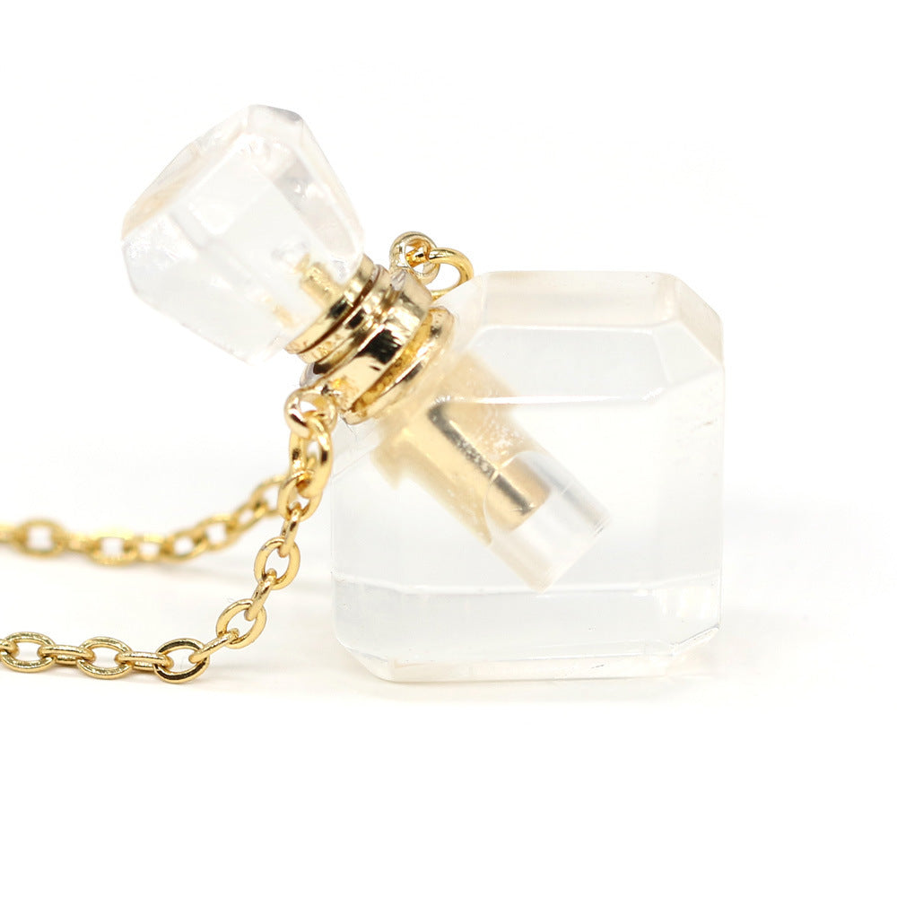 Natural Stone Necklace Perfume Bottle Pendant