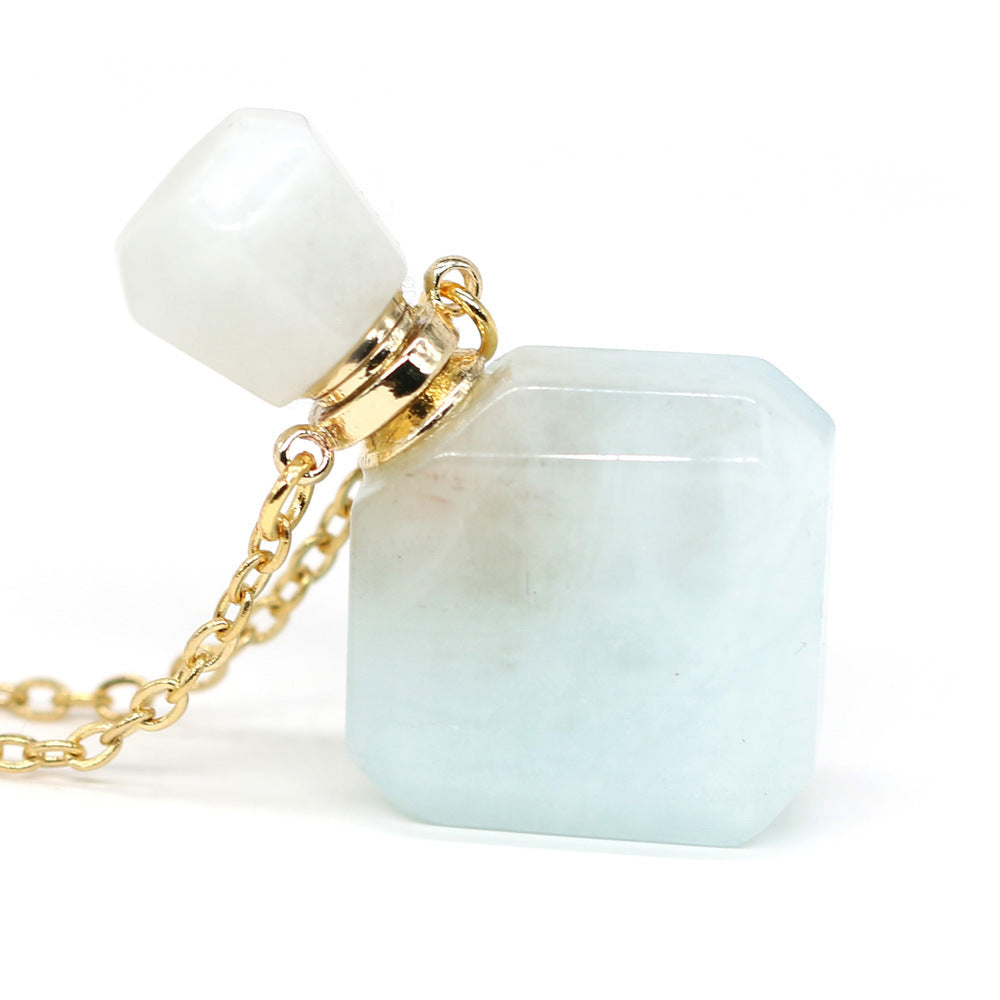 Natural Stone Necklace Perfume Bottle Pendant