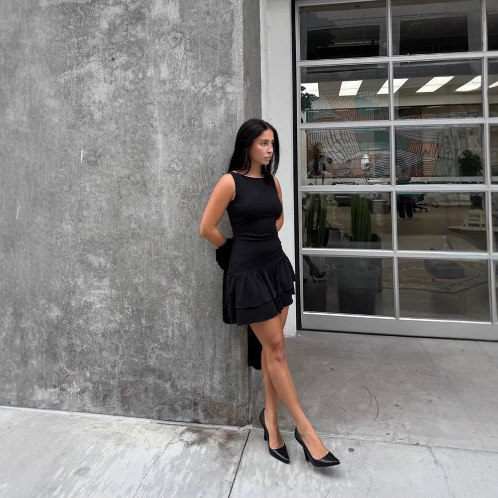 Women's Slim Round Neck Sleeveless Dress