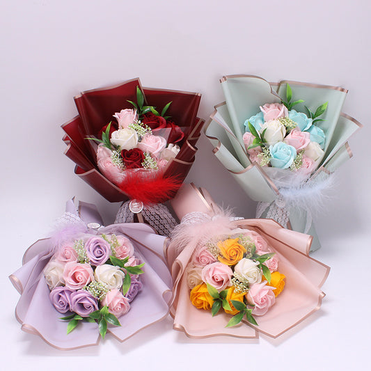 Artificial Soap Rose Bouquet  Flower Gift Box