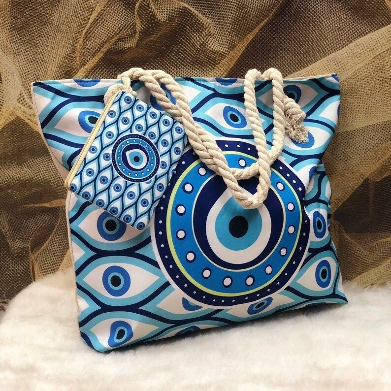 Devil's Eye Women's Cotton Portable Large Capacity Seaside Shoulder Bag