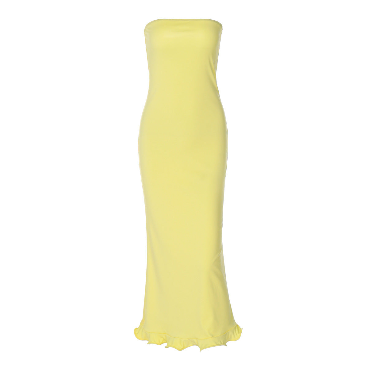 Hot Selling Solid Color New Sexy Tube Top Big Wave Dress Women