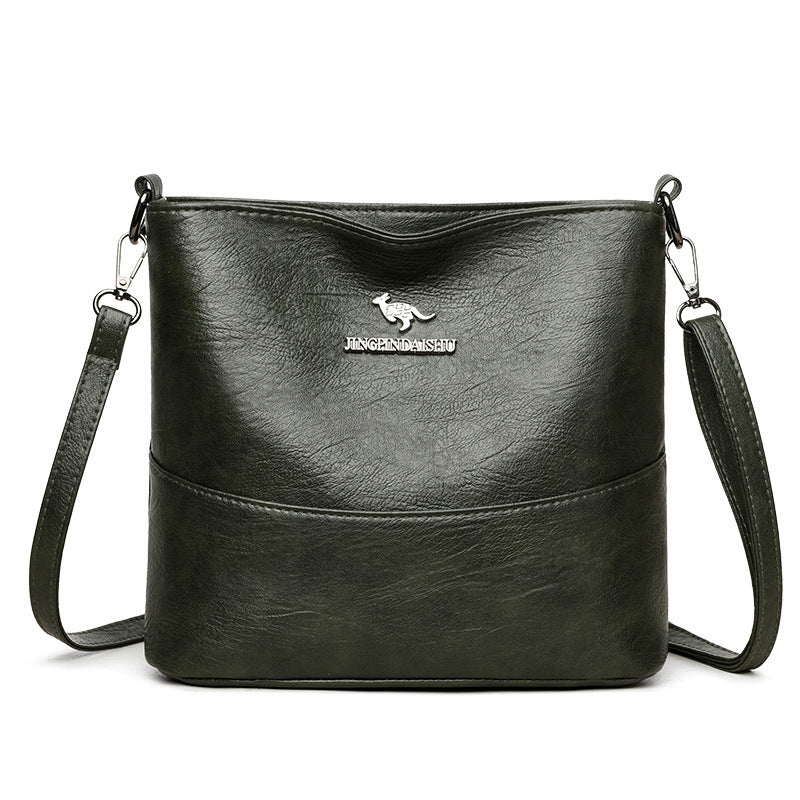 New Stylish Good Texture Soft Leather Wide Strap Crossbody Bag