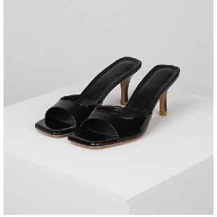 High Heel Slippers Women's British Style Square Toe Stiletto Outer Wear