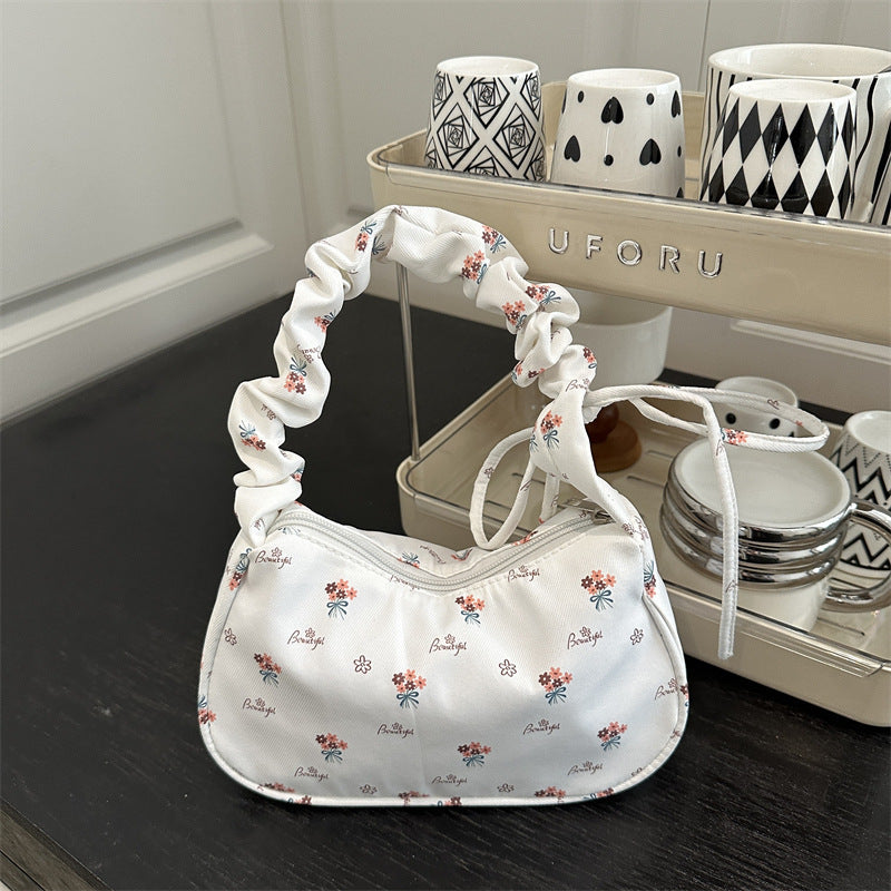 Fresh Floral Canvas Women's Street Underarm Shoulder Bag
