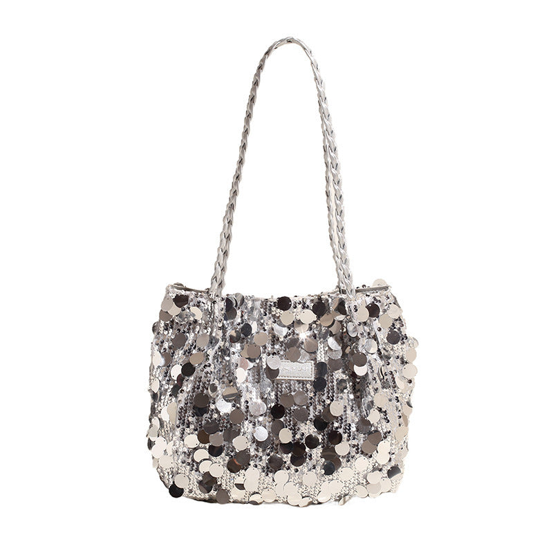 Large Sequin Personalized Woven Bag Shoulder Underarm Bag