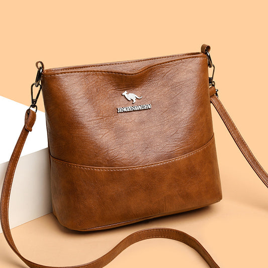 New Stylish Good Texture Soft Leather Wide Strap Crossbody Bag