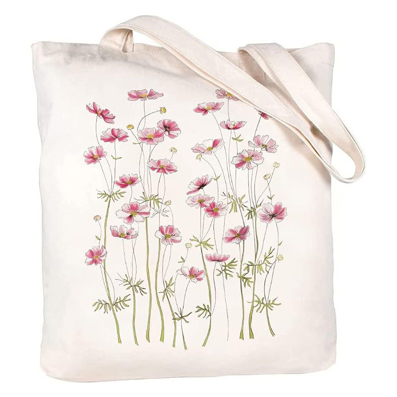 Halloween Design Printed White Canvas Hand Shopping Bag