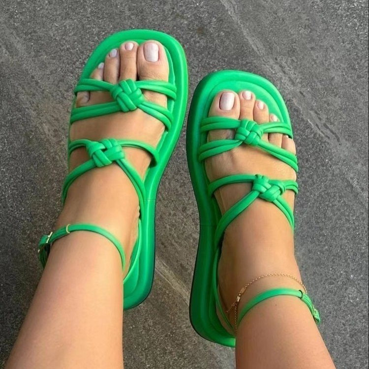 Plus Size Outer Wear Woven Beach Sandals