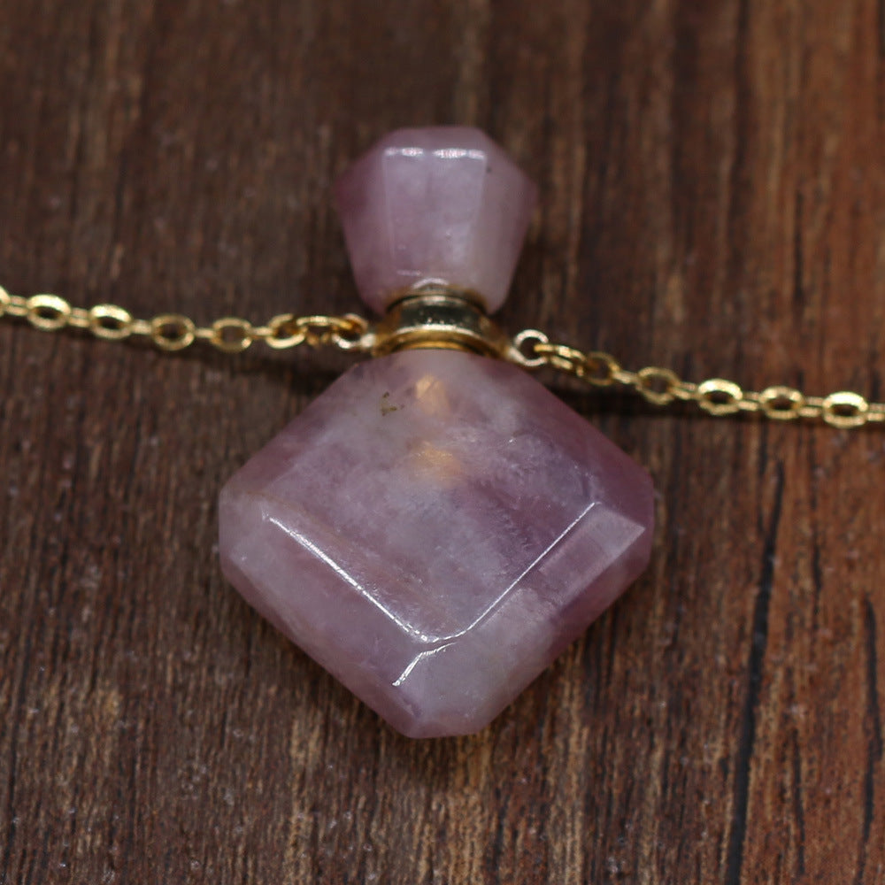 Natural Stone Necklace Perfume Bottle Pendant