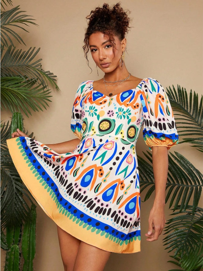 Summer Holiday Bubble Woven Mini Dress