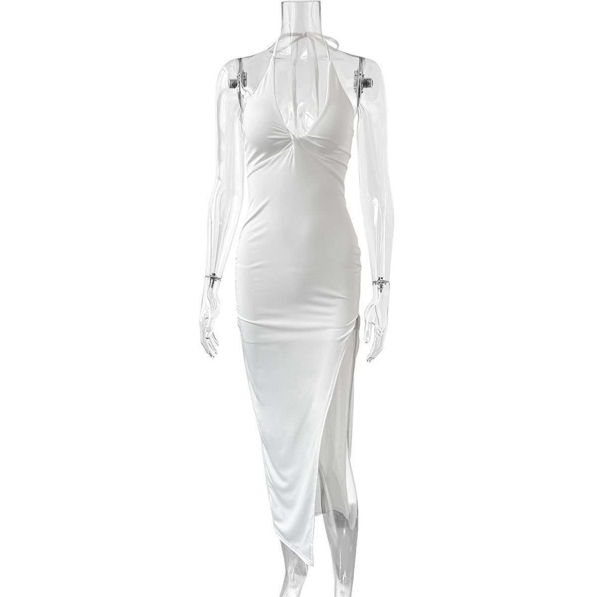 Backless Slit Sling Dress Pleated Slim Women's Clothing