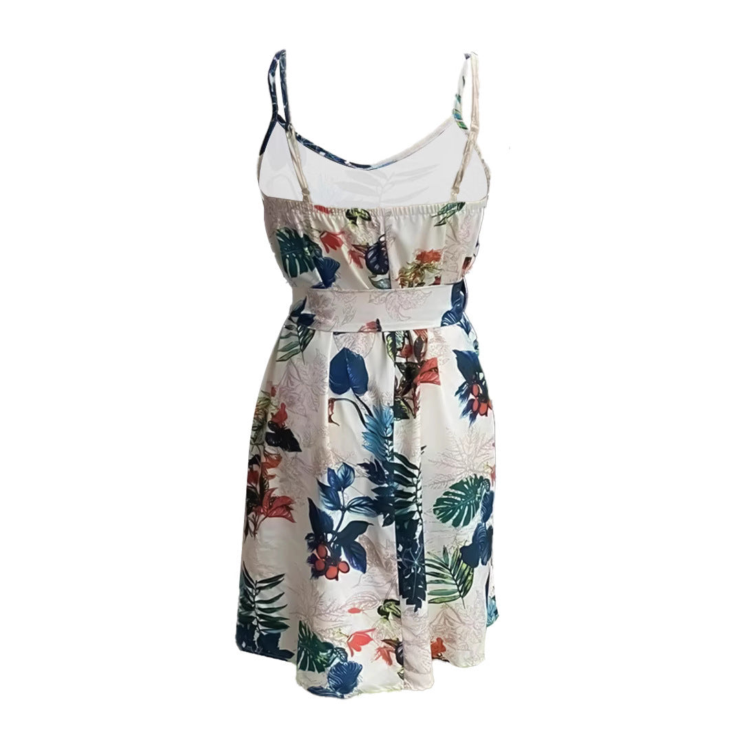 European And American Tropical Sleeveless Beach Dress