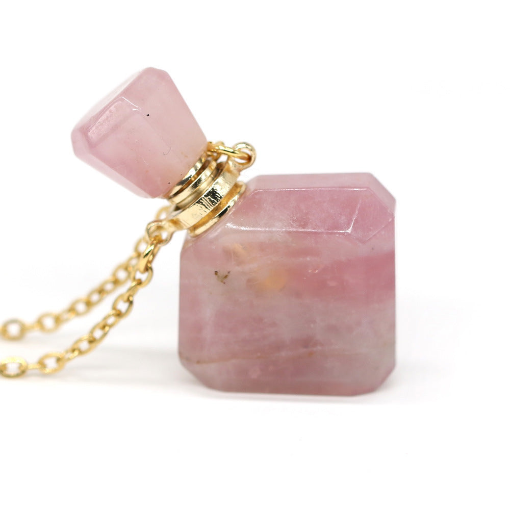 Natural Stone Necklace Perfume Bottle Pendant