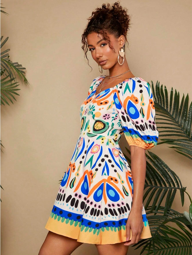 Summer Holiday Bubble Woven Mini Dress
