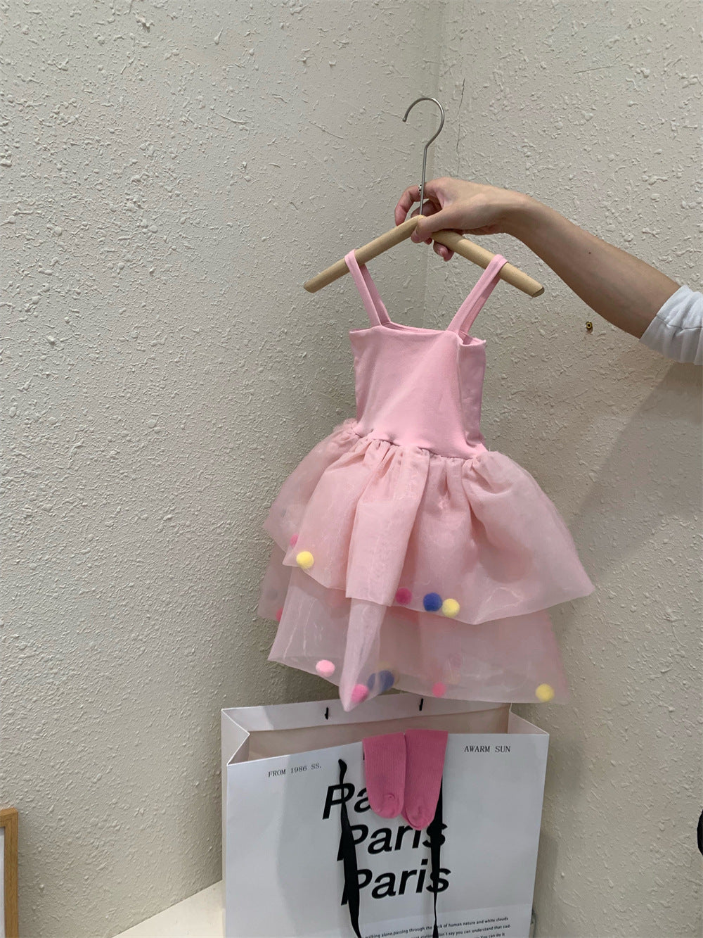 Colorful Fur Ball Sling Small Princess Dress