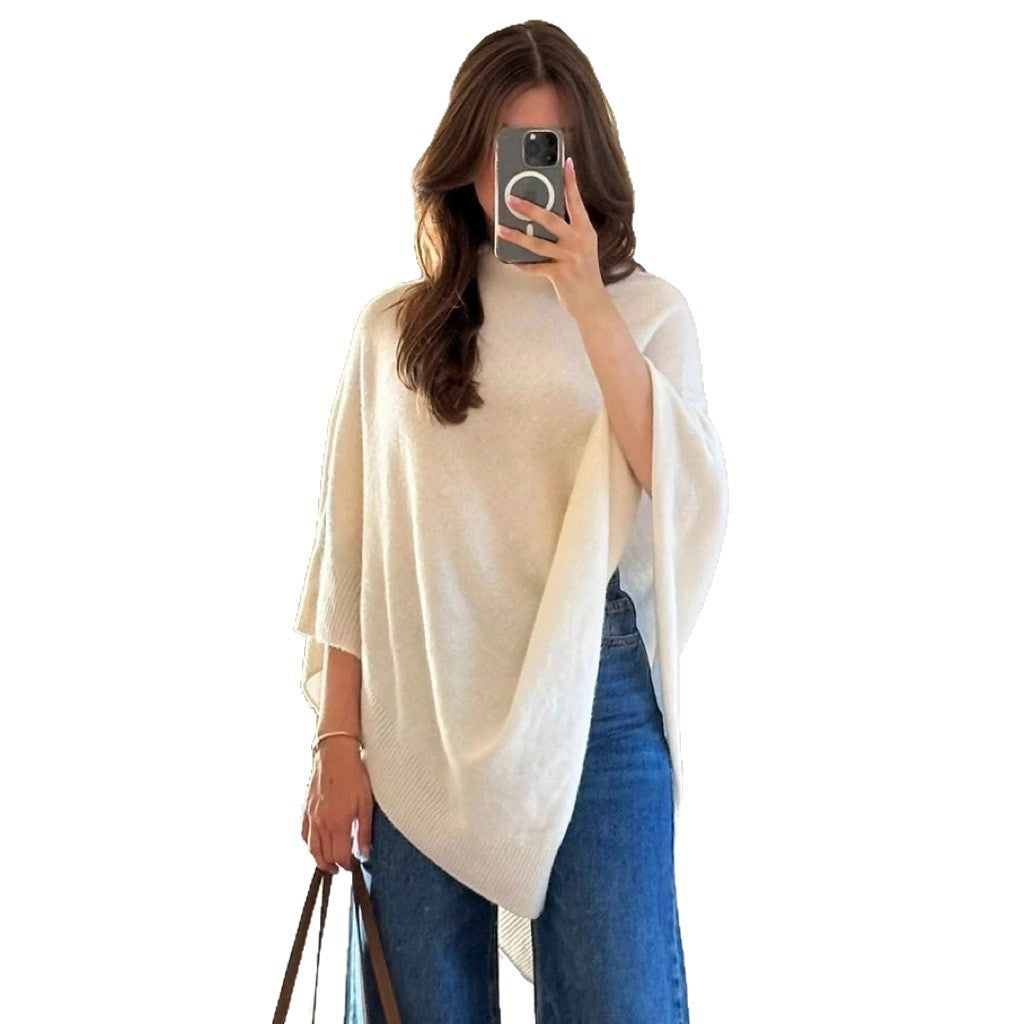 Fashionable Women's Cloak Large Shawl Turtleneck Sweater Coat
