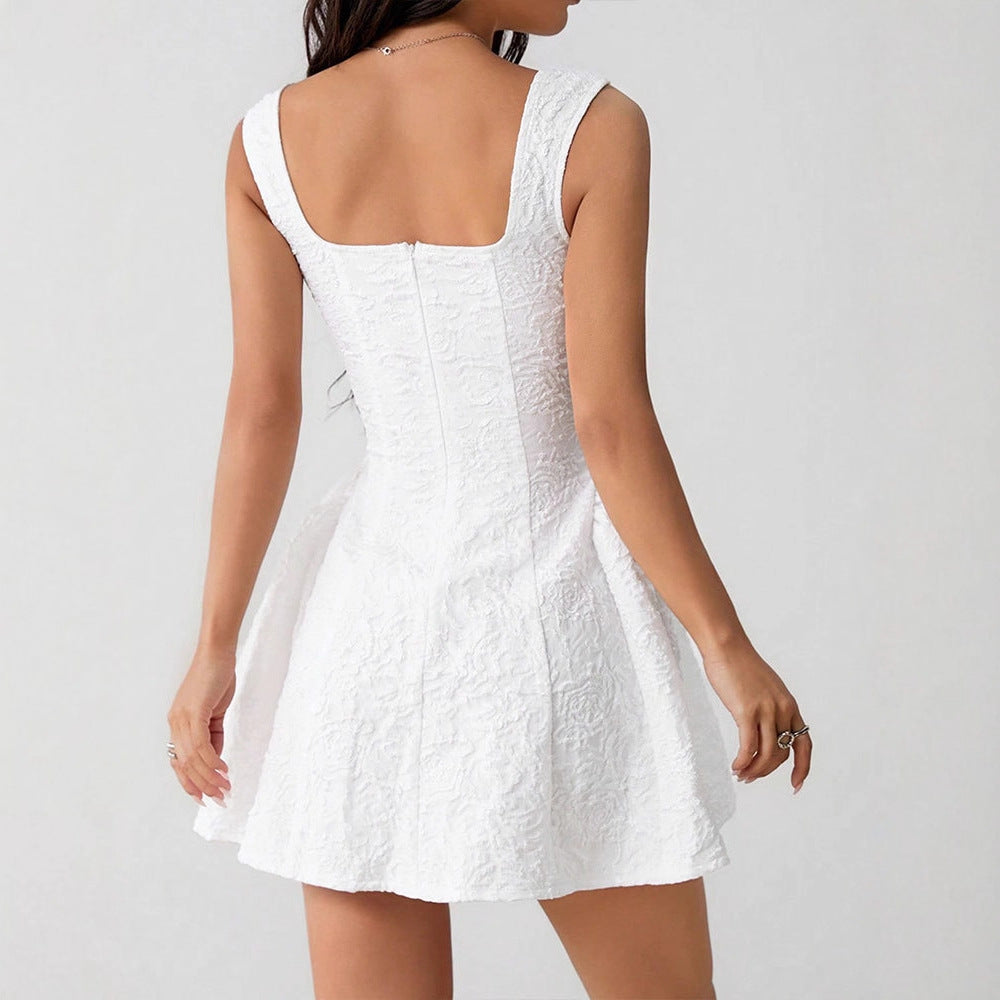 Women's Off-shoulder Square-neck Dress With Straps