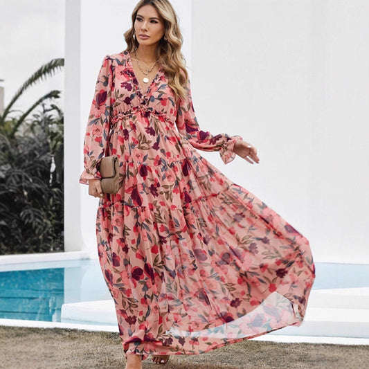 Women's Long Sleeve Printed Dress