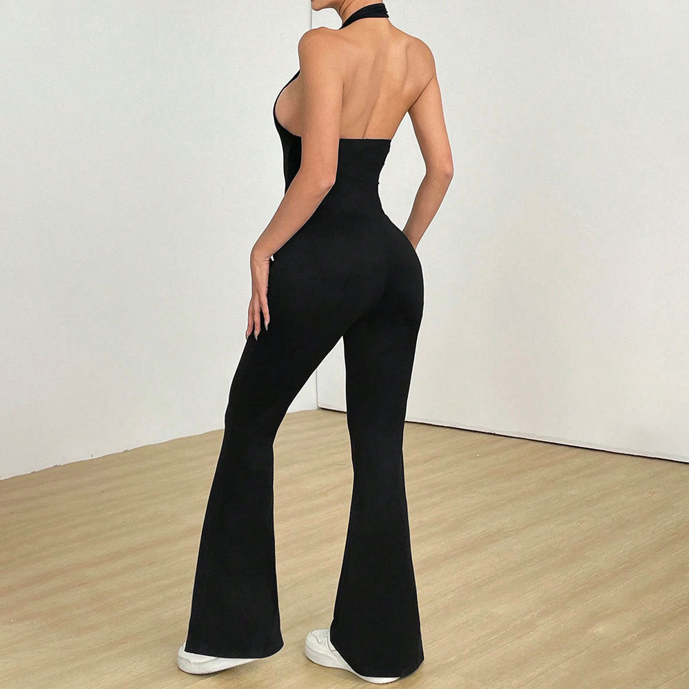 Sheer Hollowed-Out Beautiful-Back Bodycon Jumpsuit Summer New Arrival One-Piece Jumpsuit Butt-Lifting Sports & Fitness Jumpsuit