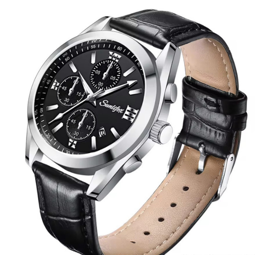 Business Casual Simple Fashion Leather Belt Round Men's Watch