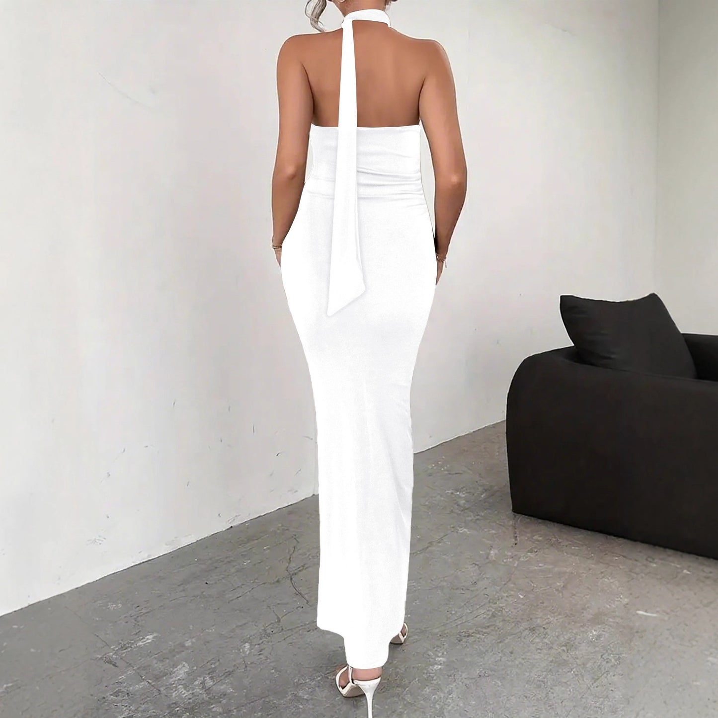 Sexy Backless Lace Up High Slit Sleeveless Dress