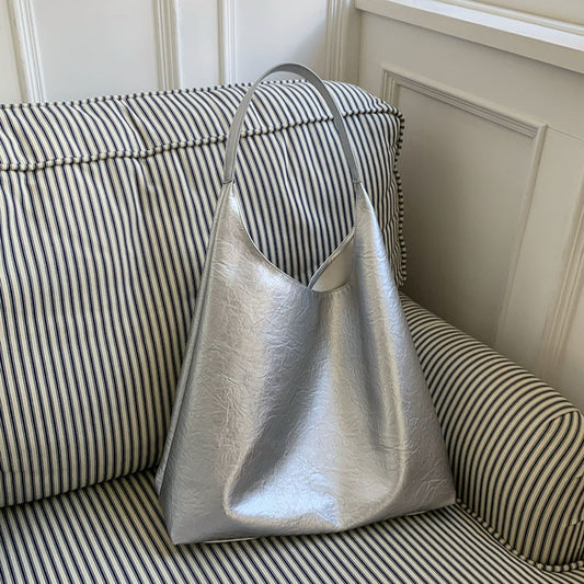 Niche Silver Underarm Bag Versatile And Large-capacity Perfect For Students