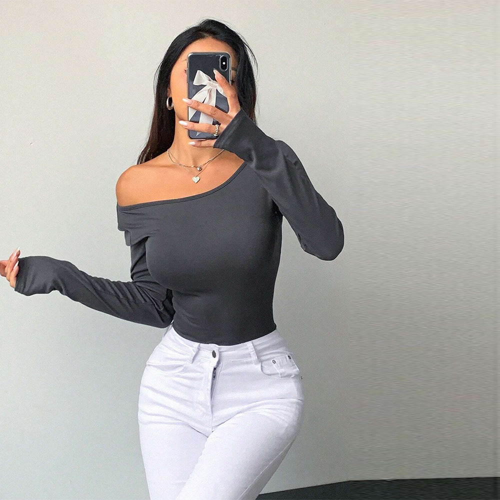 Sexy Style T-shirt For Autumn And Winter With A Large Backless Design Back Top Only