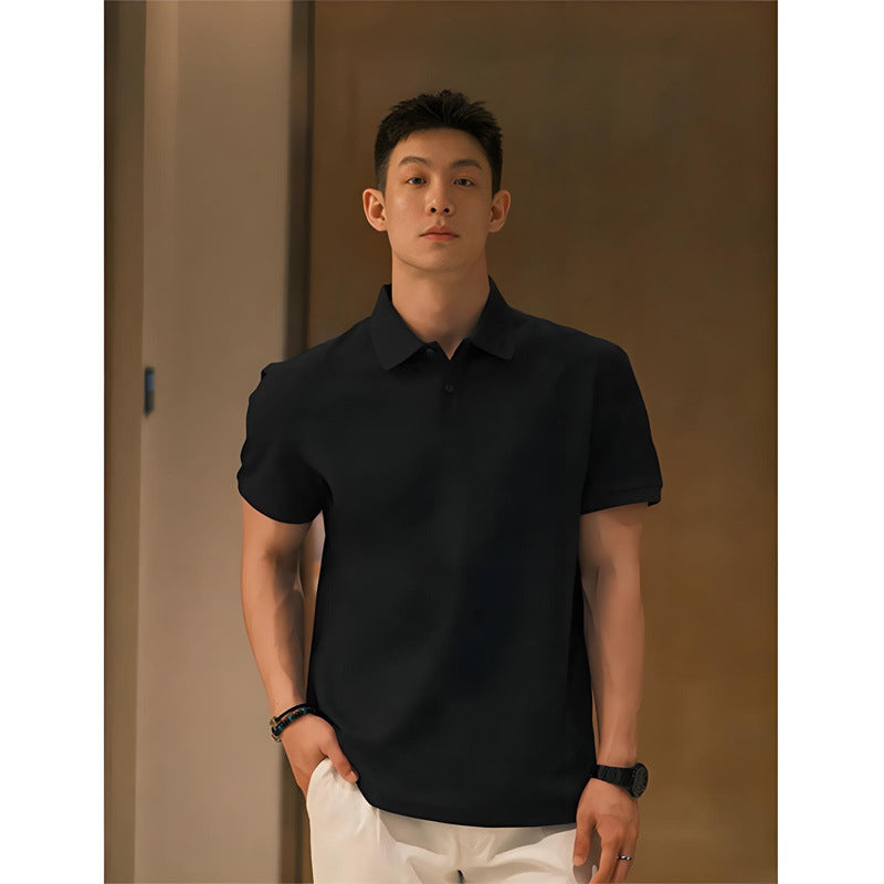 Men's Heavyweight Lapel Straight-shoulder T-shirt