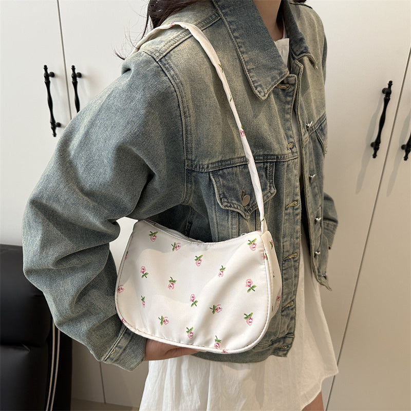 Fresh Floral Canvas Women's Street Underarm Shoulder Bag