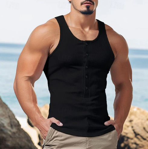 Men's Fashionable Retro Sleeveless Knitted T-Shirt