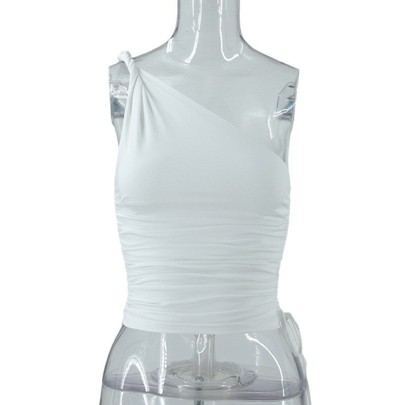 Slim Fit Off Shoulder Solid Color Tank Top