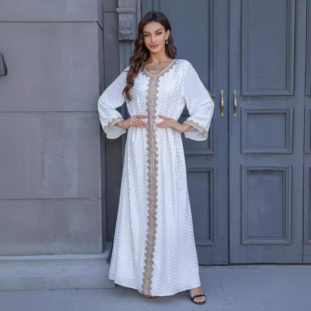 Simple Lace Slim-fit Dubai Women's Dress