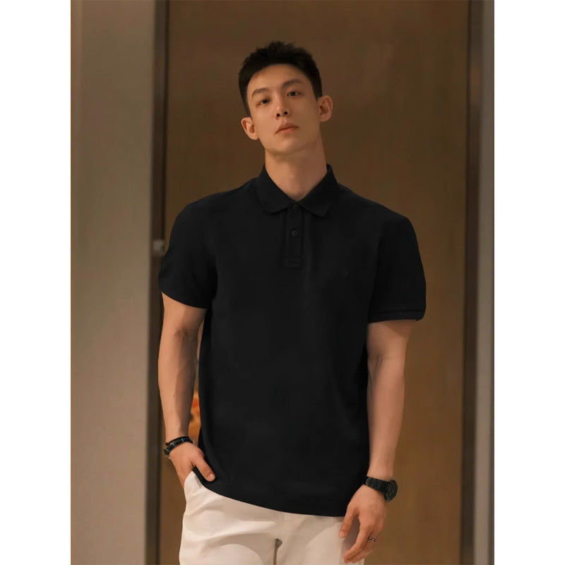 Men's Heavyweight Lapel Straight-shoulder T-shirt