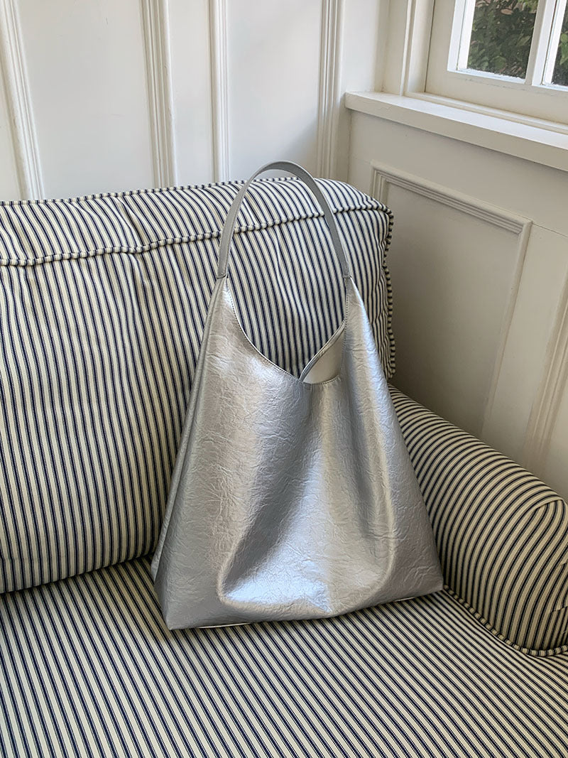 Niche Silver Underarm Bag Versatile And Large-capacity Perfect For Students