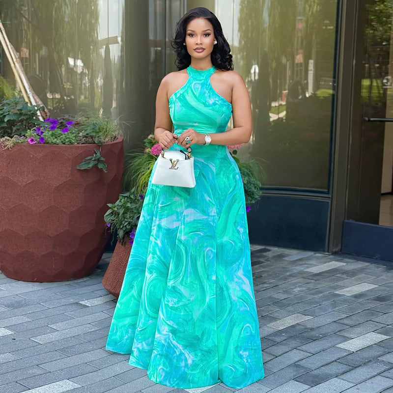 Elegant Women's Commuter Printed Street-Style A-Line Dress