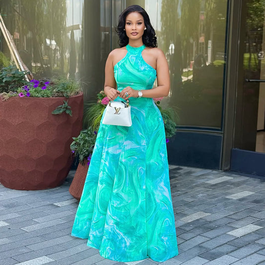 Elegant Women's Commuter Printed Street-Style A-Line Dress