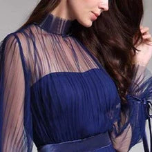 Dignified Generous Style Pleated See-through Dress