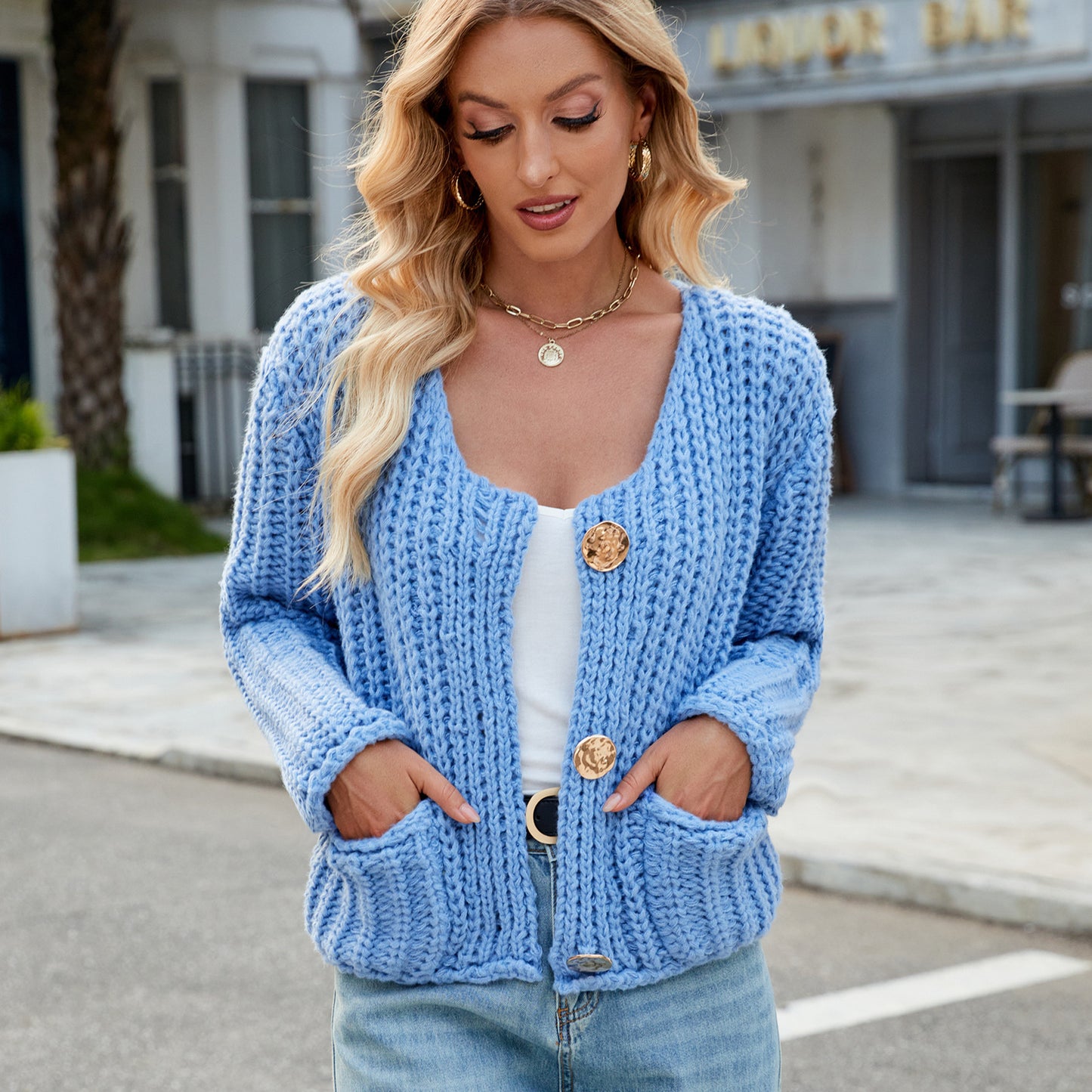 Loose Soft Glutinous Idle Style Knitted Cardigan For Women