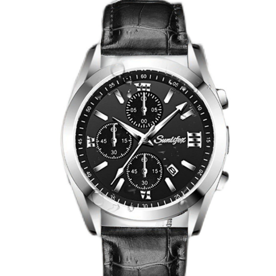 Business Casual Simple Fashion Leather Belt Round Men's Watch